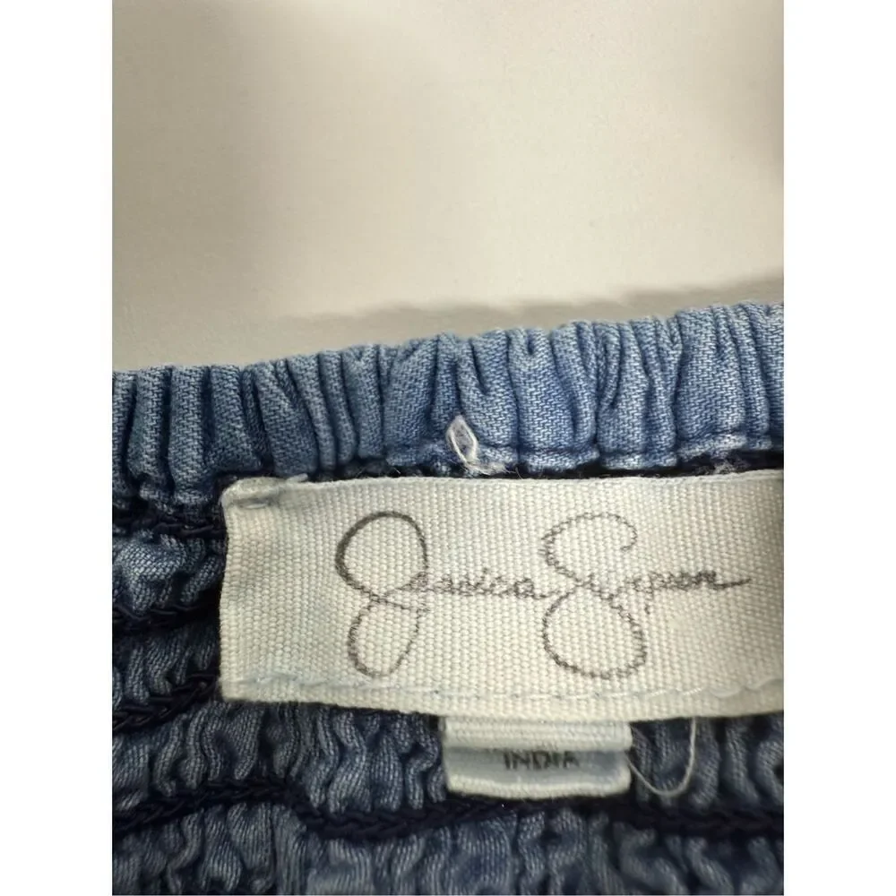 Jessica Simpson Girls Country Denim Dress Smocked Bodice Puffy Sleeve Size 6